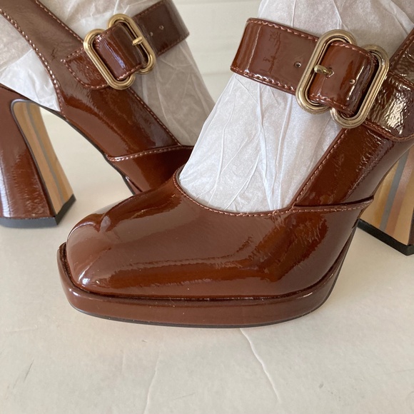 Sam Edelman | Shoes | Nwot Anthropologie Sam Edelman Jildie Mary Jane Wine Sling Back Heels Sz 7 